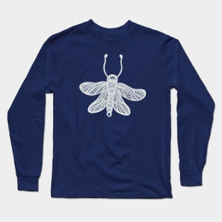 Owlfly Ink Art - cool animal design - on navy blue Long Sleeve T-Shirt